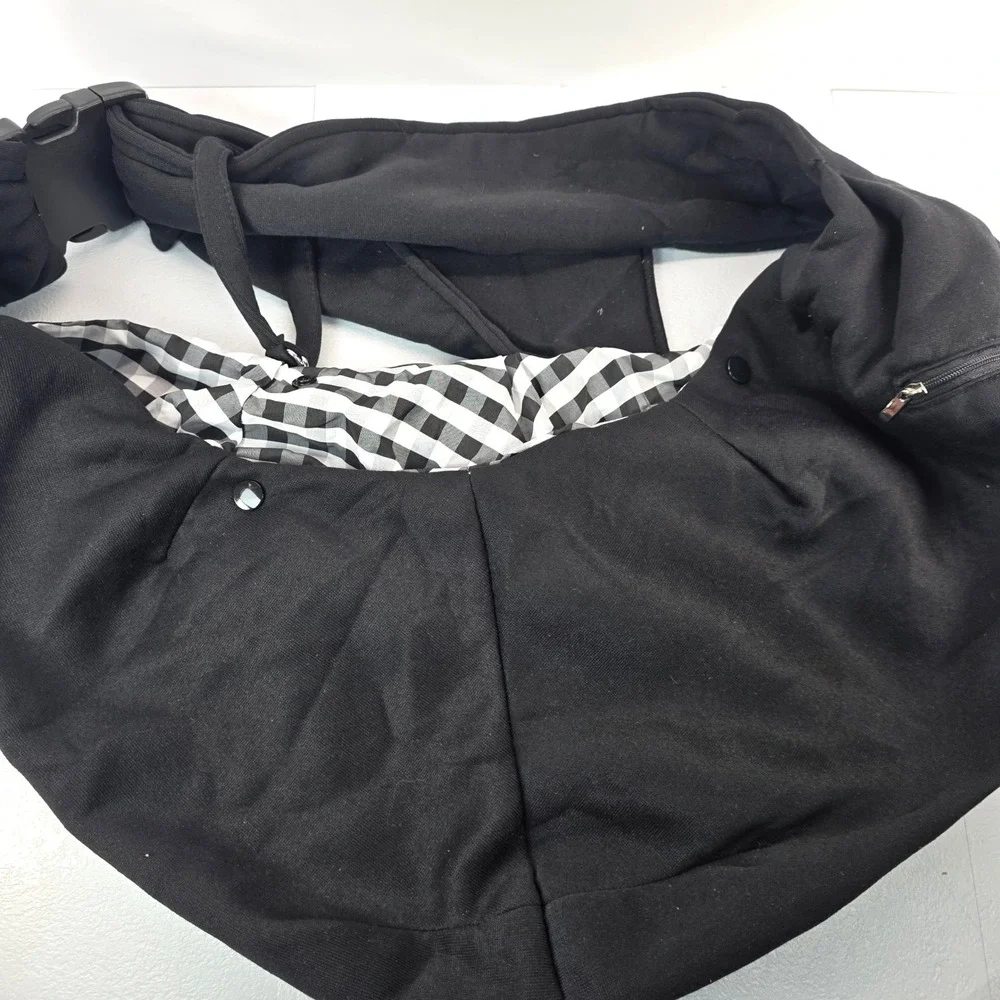 Tomkas Small Dog Carrier Sling Black Adjustable Strap Hands Free Pet Bag